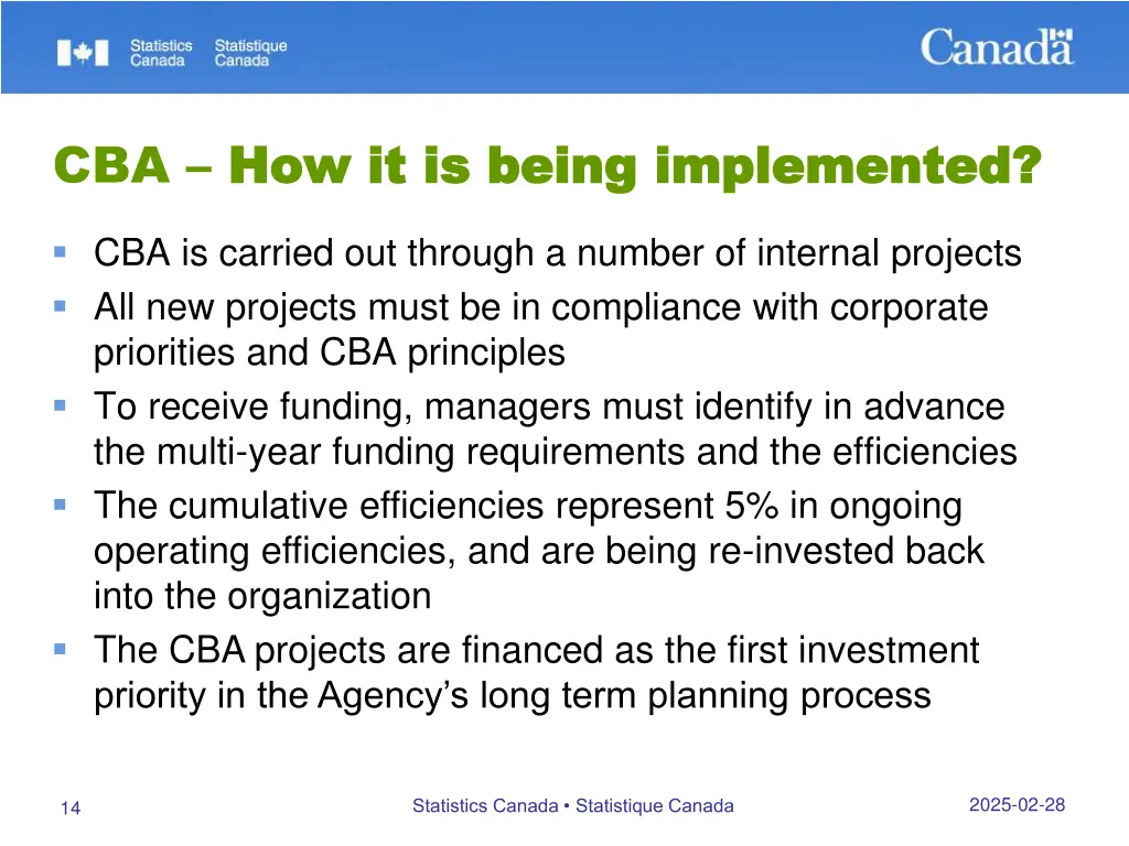 cba how it is being implemented how it is being