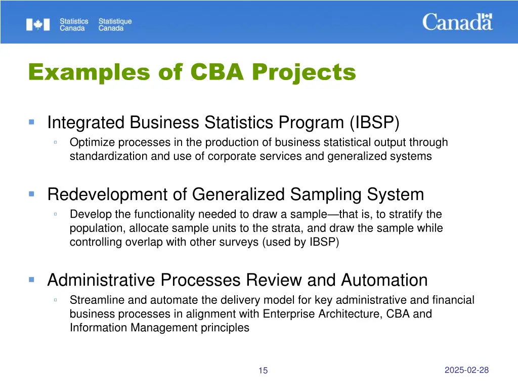 examples of cba projects