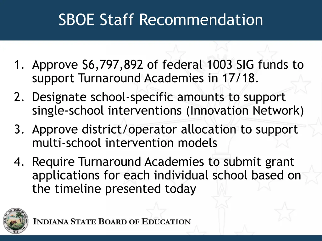 sboe staff recommendation