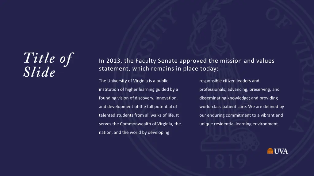 in 2013 the faculty senate approved the mission
