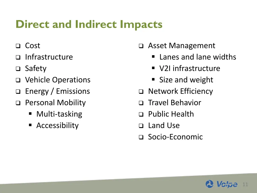 direct and indirect impacts