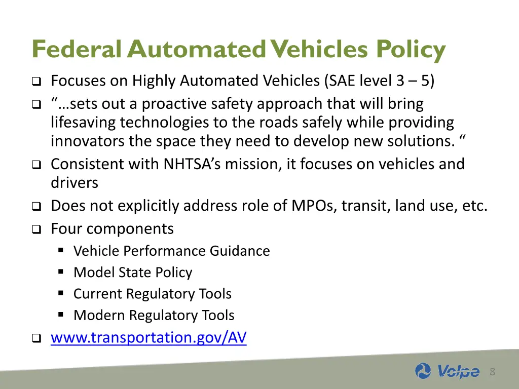 federal automated vehicles policy