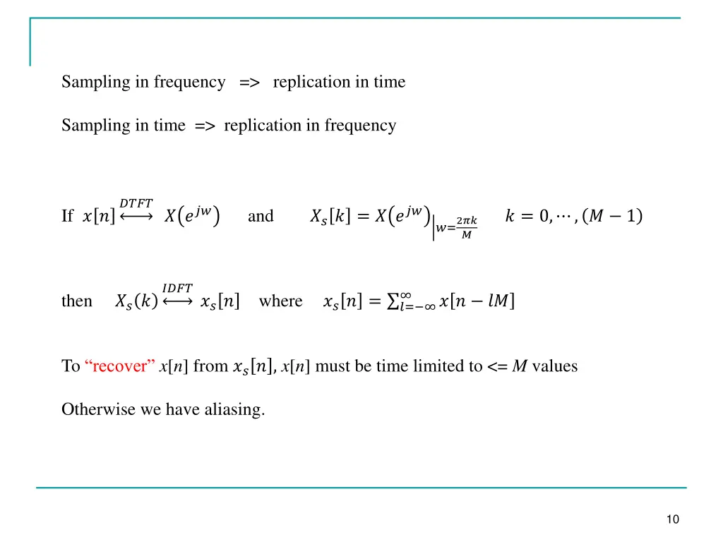 sampling in frequency replication in time