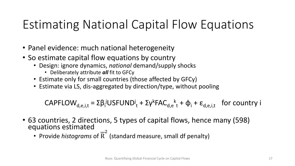 estimating national capital flow equations