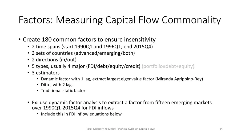 factors measuring capital flow commonality