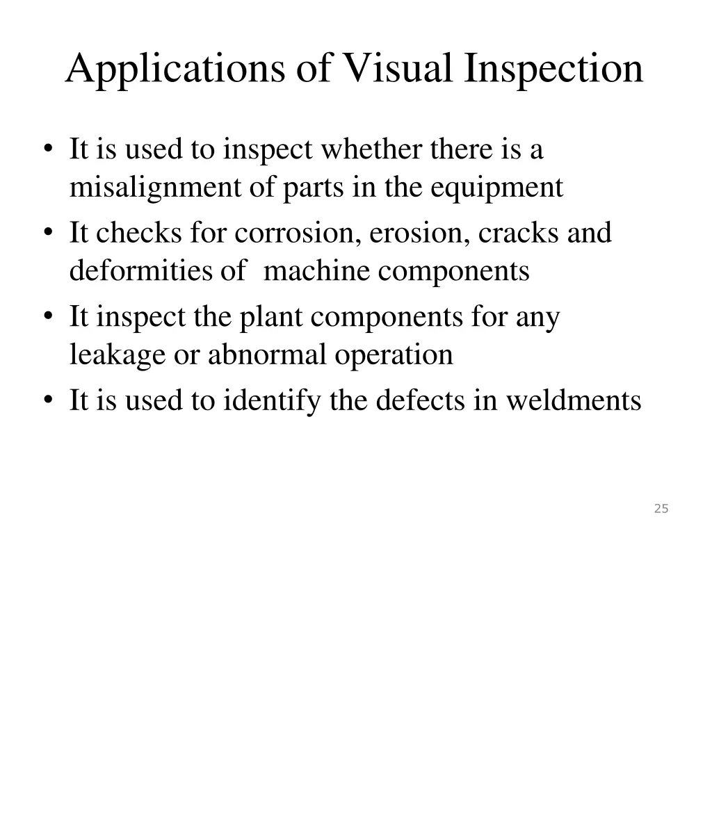 applications of visual inspection