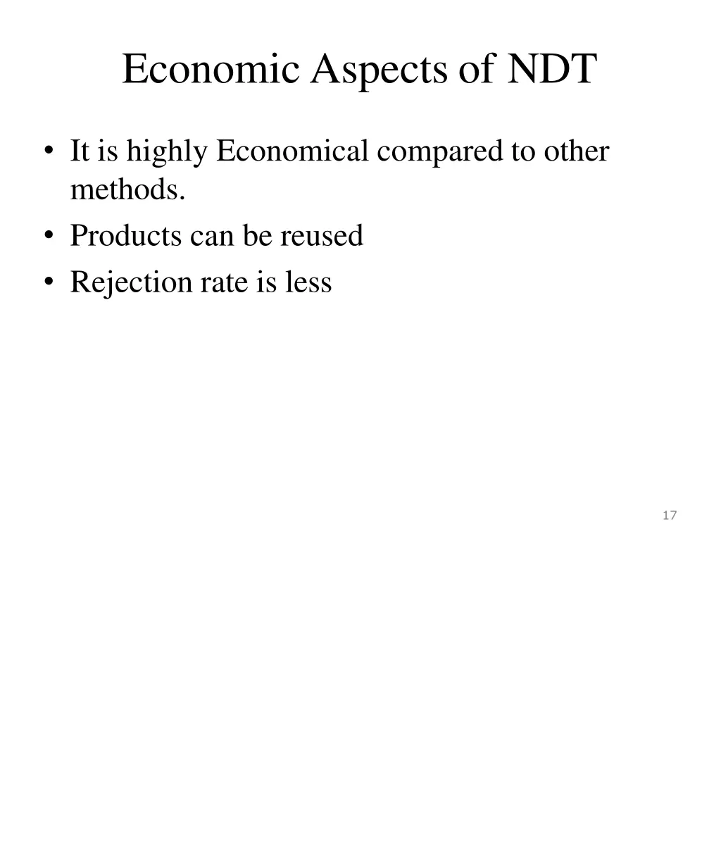 economic aspects of ndt
