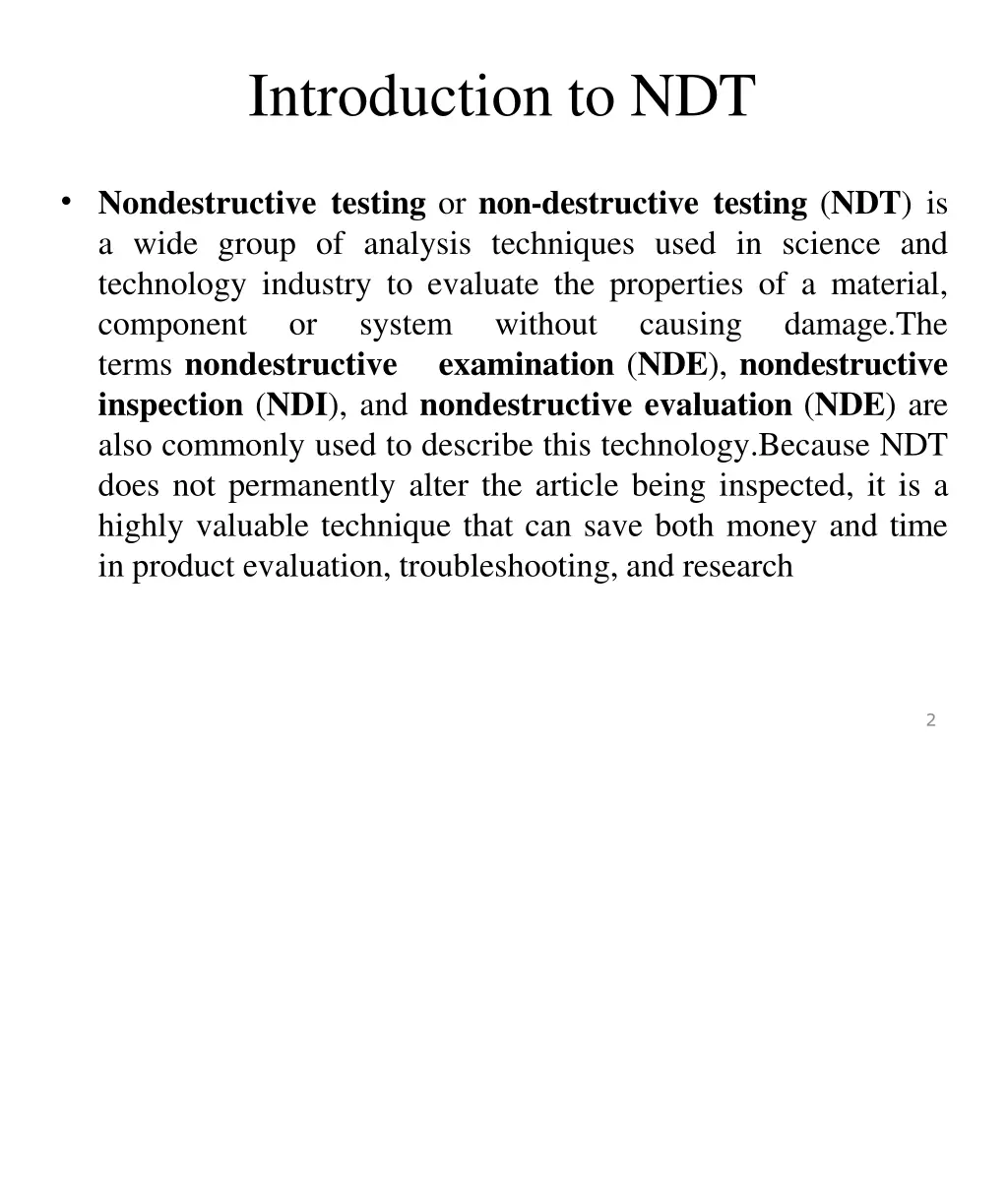 introduction to ndt