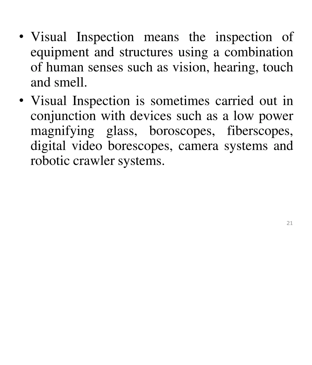 visual inspection means the inspection