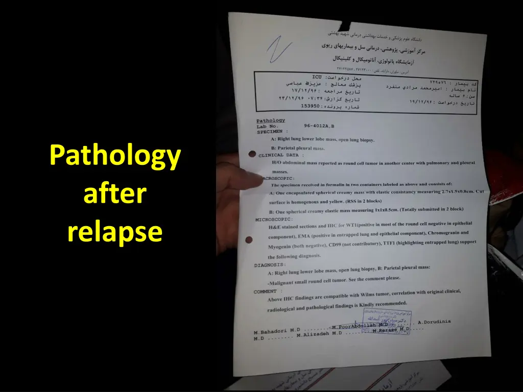 pathology after relapse