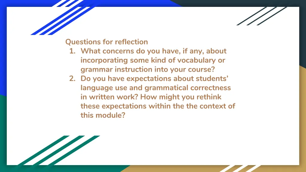 questions for reflection 1 what concerns