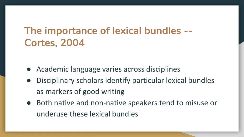 the importance of lexical bundles cortes 2004