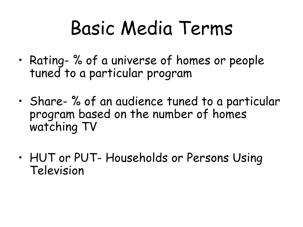 basic media terms