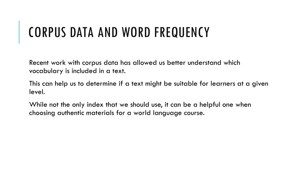 corpus data and word frequency