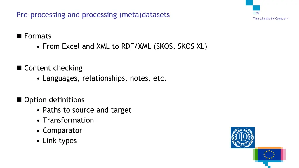 pre processing and processing meta datasets