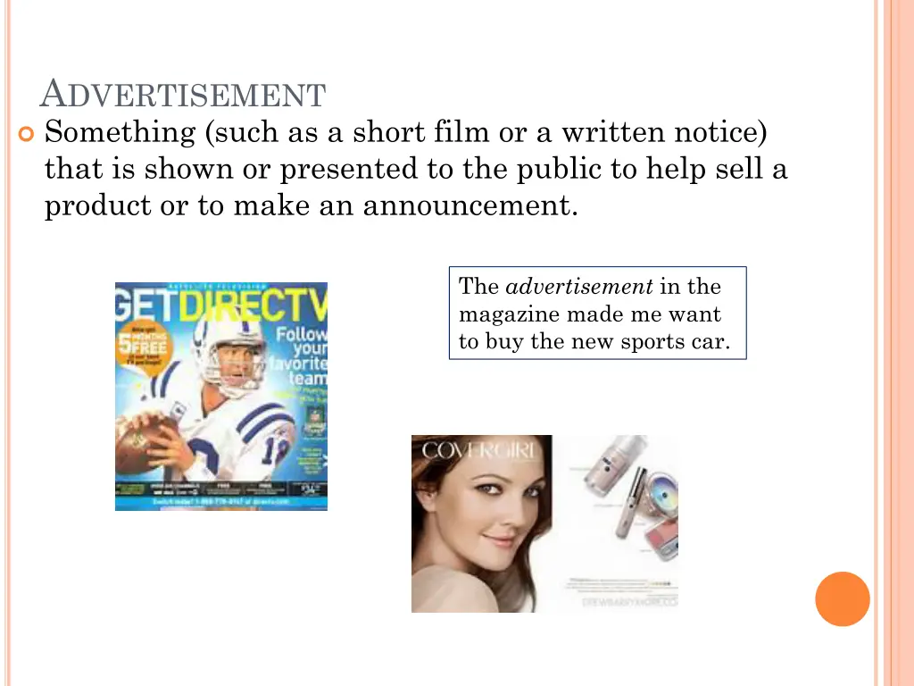 a dvertisement something such as a short film