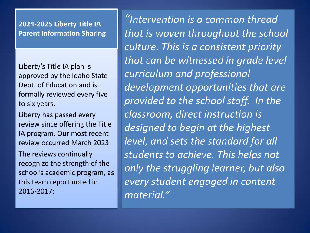 intervention is a common thread that is woven