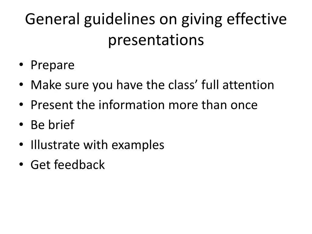 general guidelines on giving effective