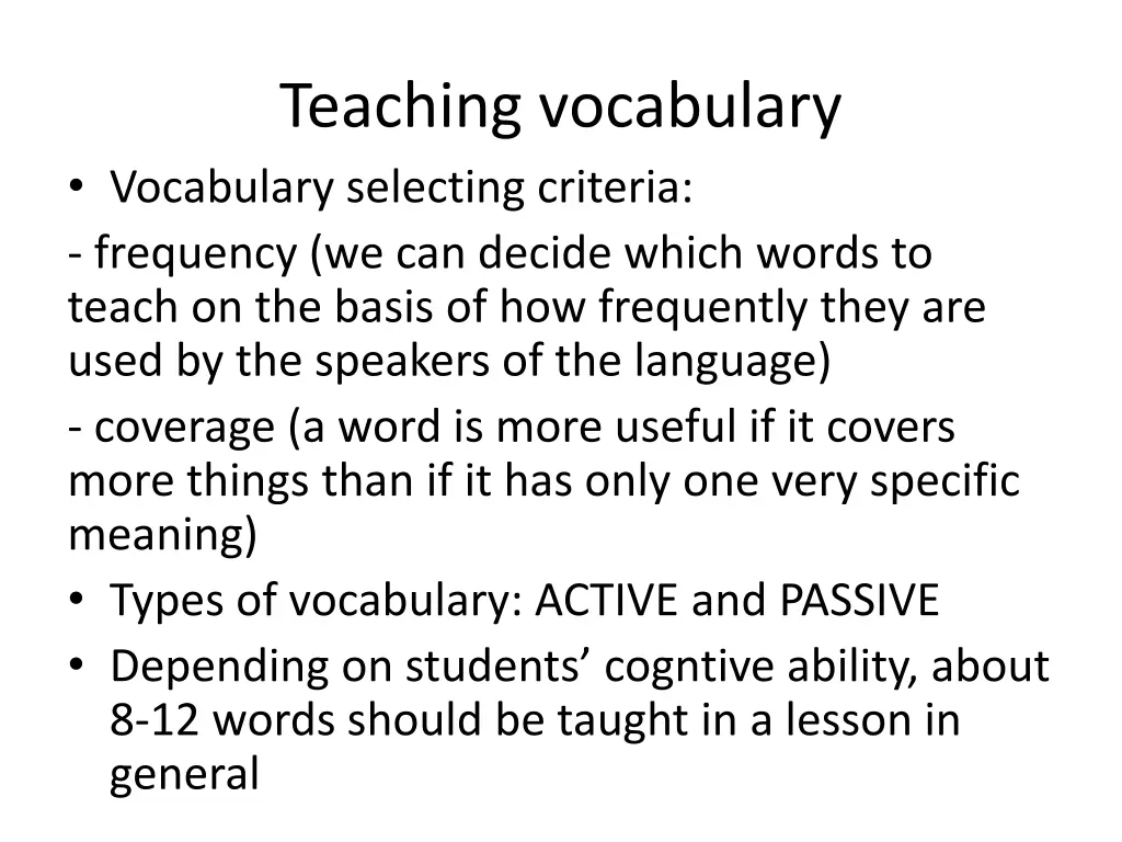 teaching vocabulary vocabulary selecting criteria
