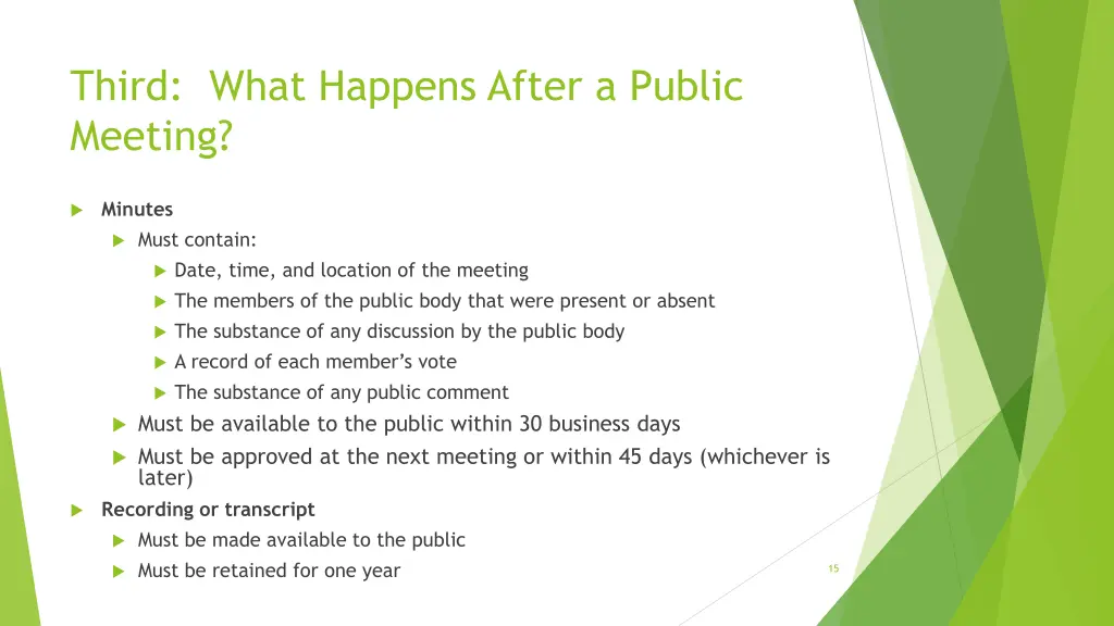 third what happens after a public meeting