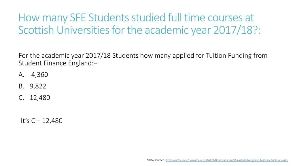 how many sfe students studied full time courses