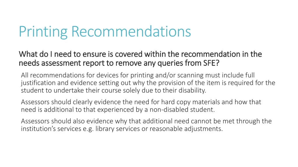 printing recommendations