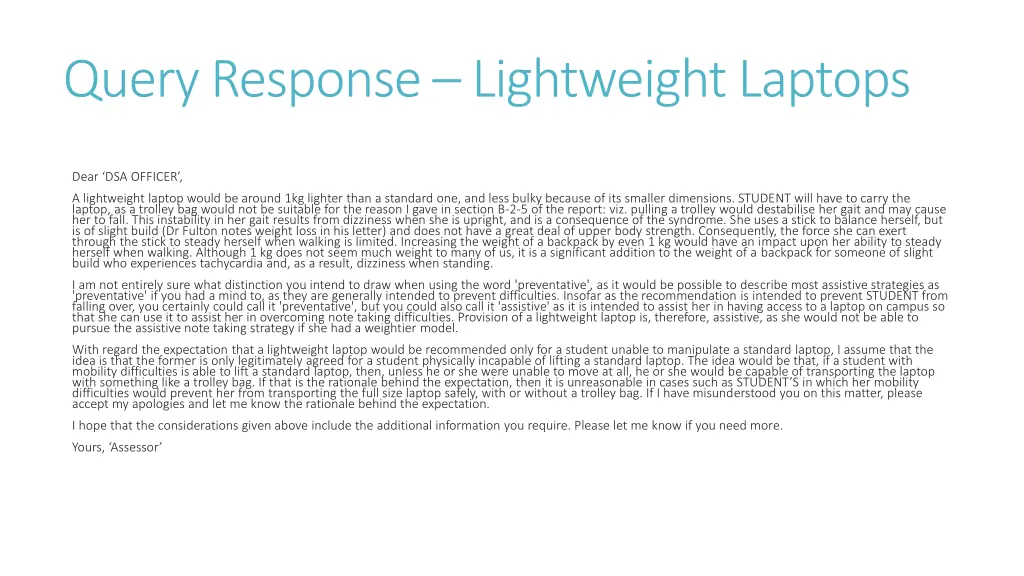 query response lightweight laptops dear