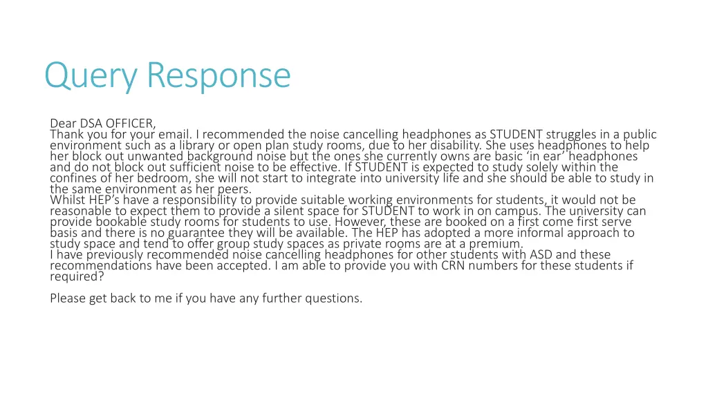 query response