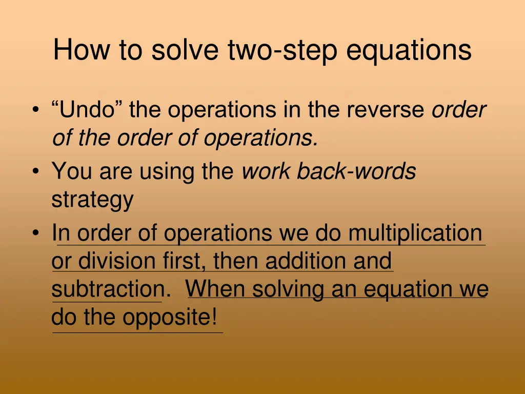 how to solve two step equations