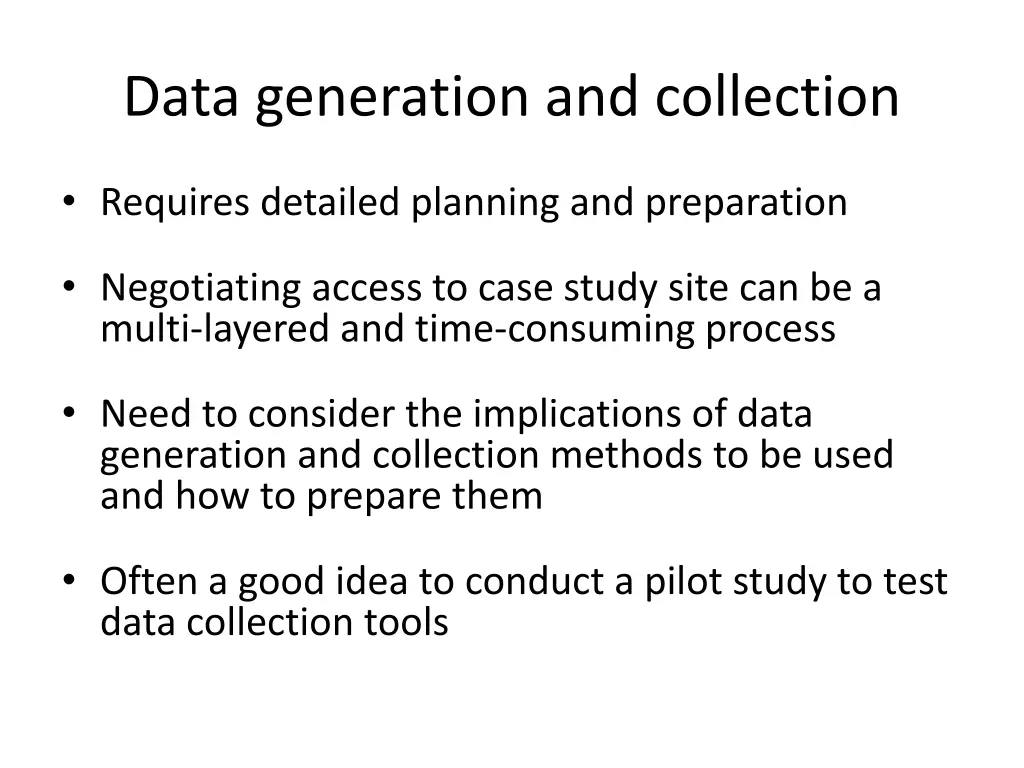 data generation and collection