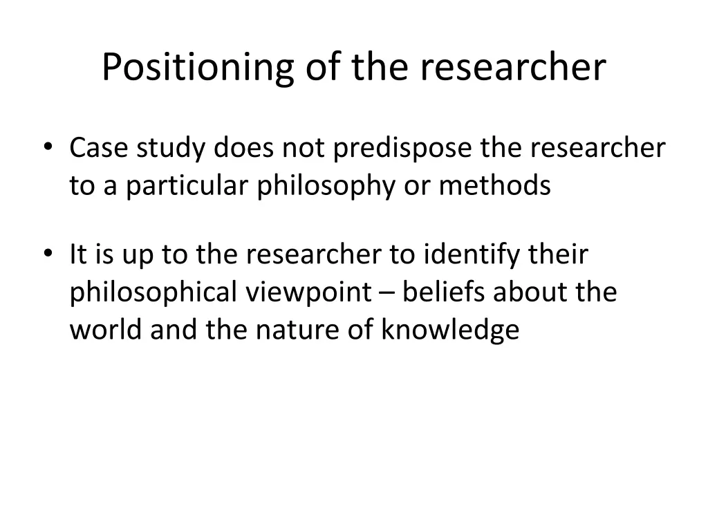 positioning of the researcher