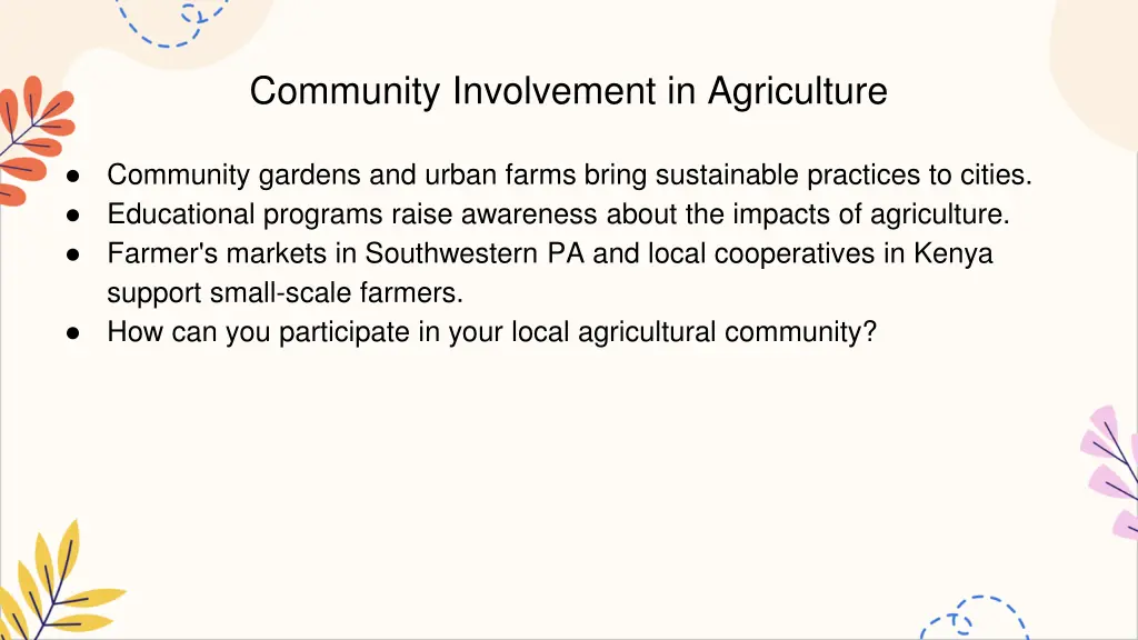 community involvement in agriculture
