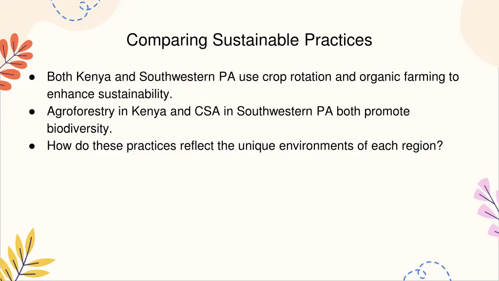 comparing sustainable practices