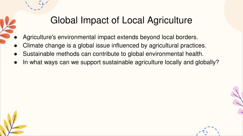 global impact of local agriculture