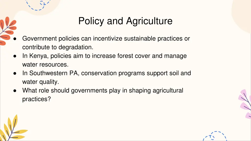 policy and agriculture