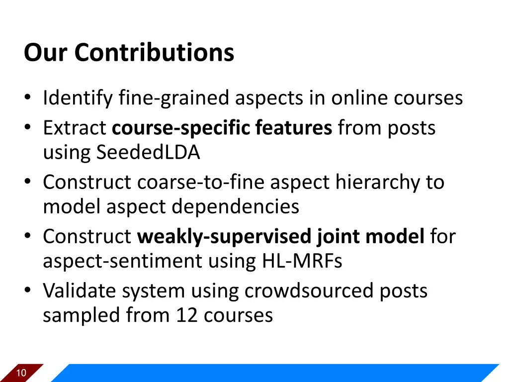 our contributions