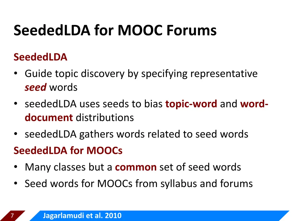 seededlda for mooc forums