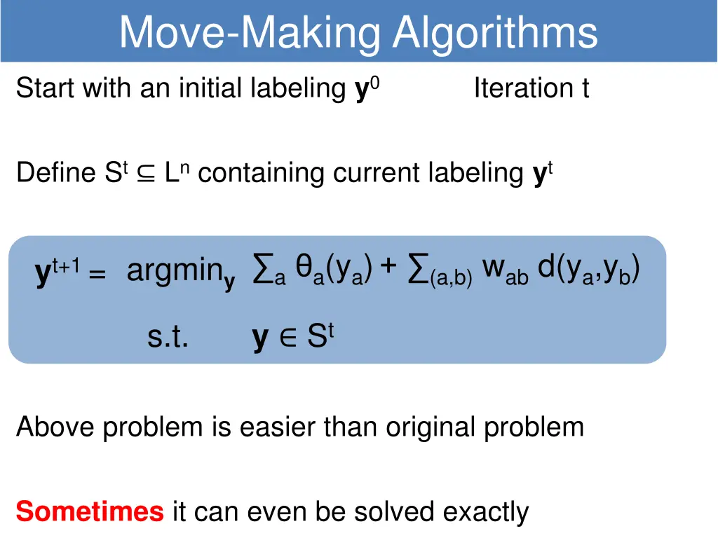 move making algorithms start with an initial