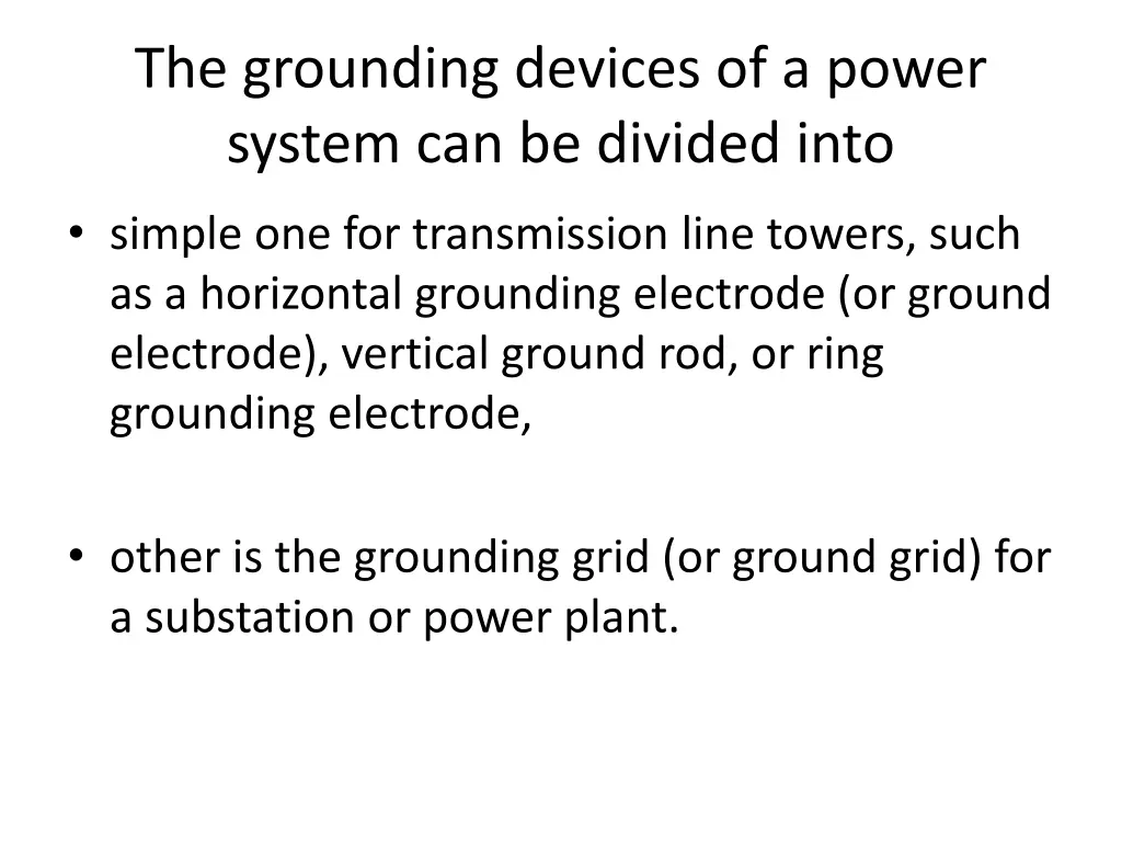 the grounding devices of a power system