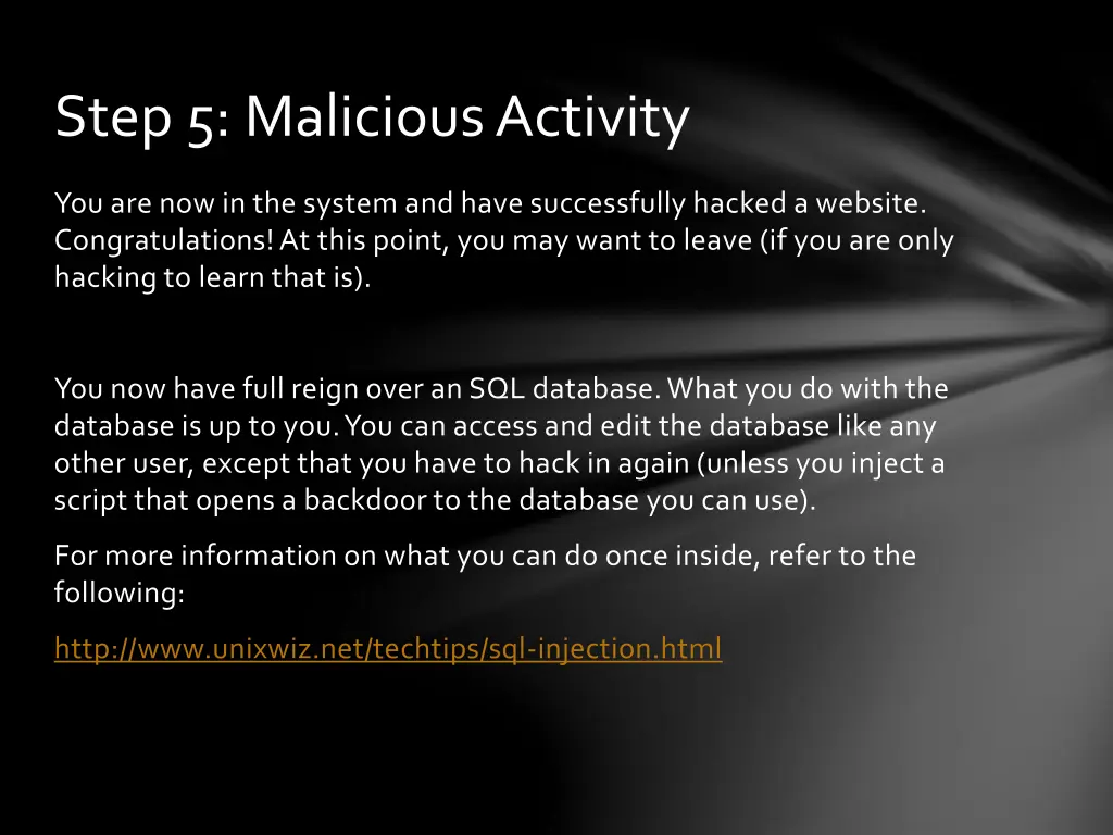 step 5 malicious activity