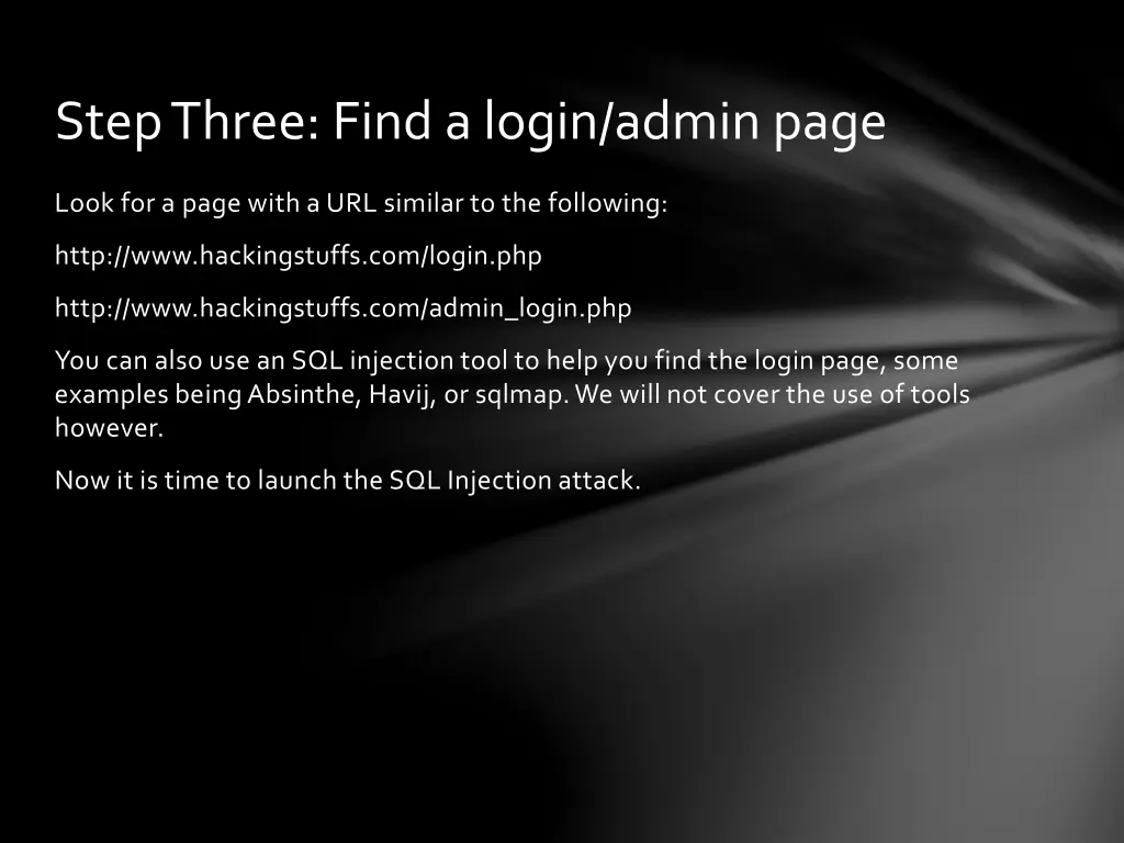 step three find a login admin page