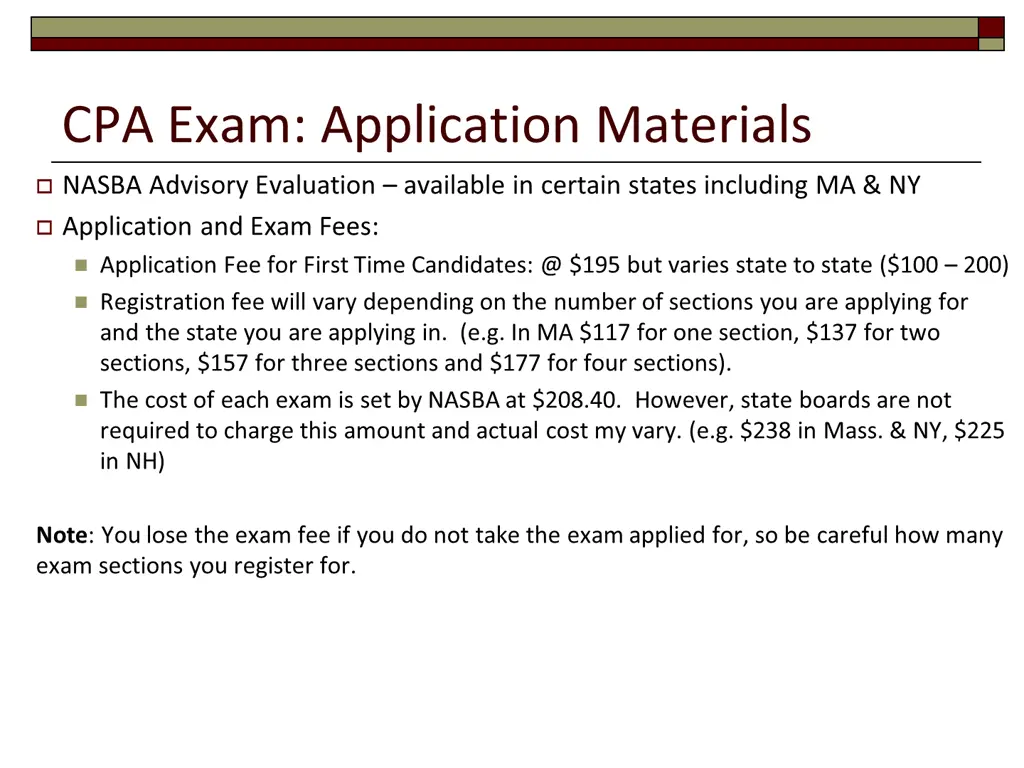 cpa exam application materials