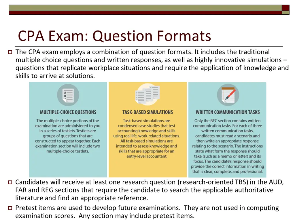 cpa exam question formats