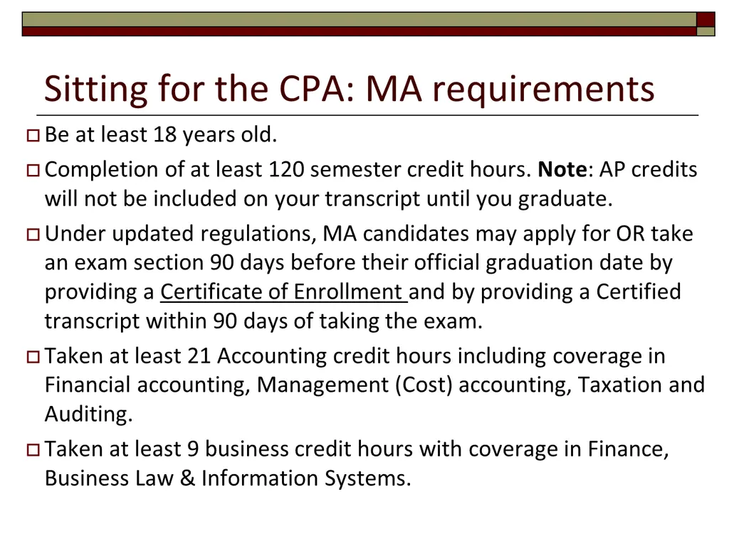 sitting for the cpa ma requirements