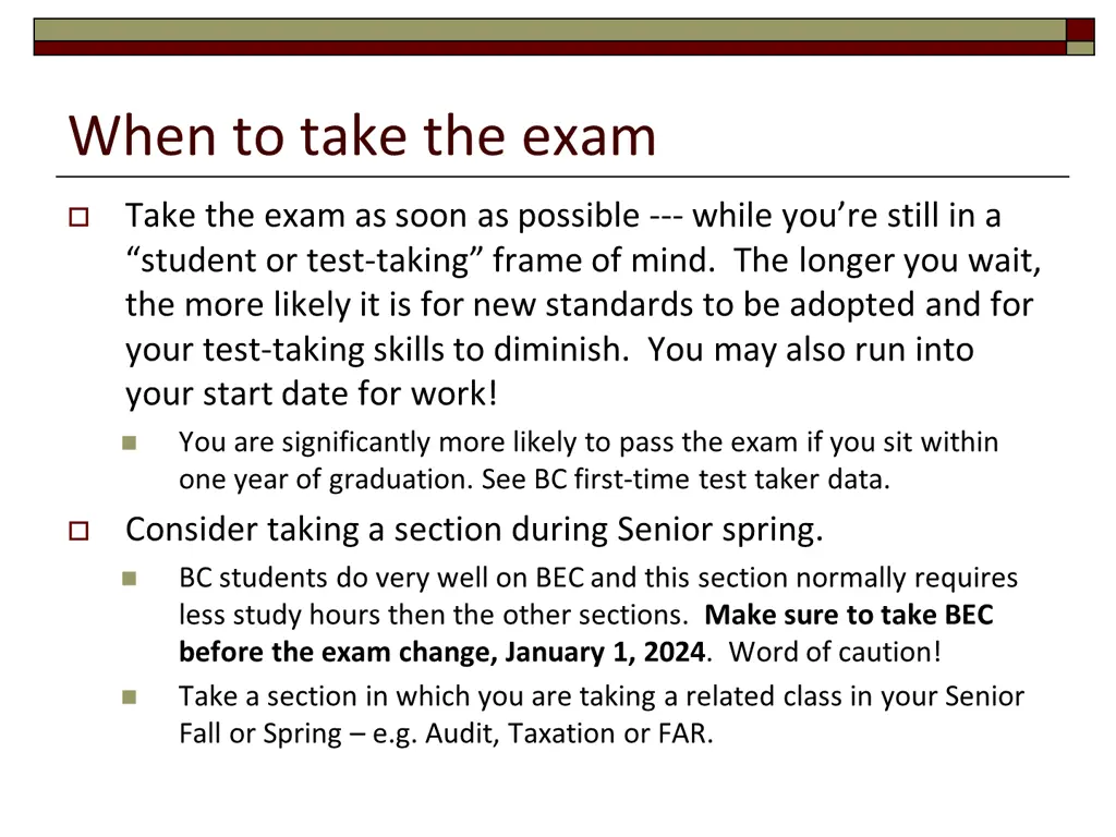 when to take the exam