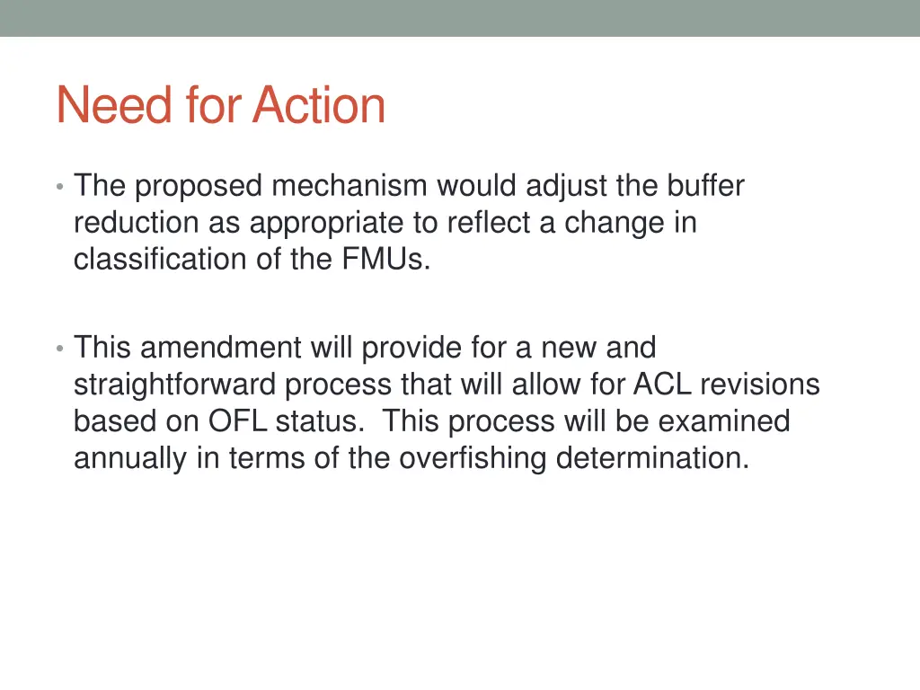 need for action