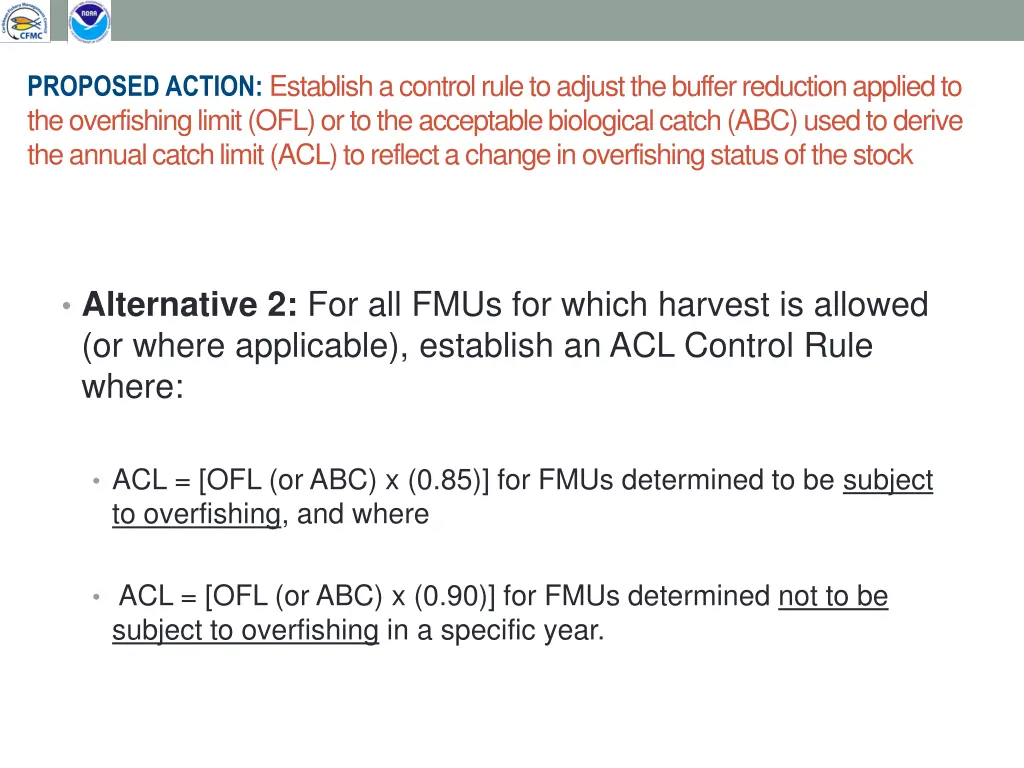 proposed action establish a control rule 1