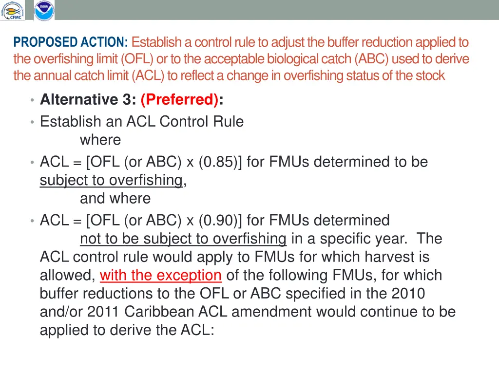 proposed action establish a control rule 2