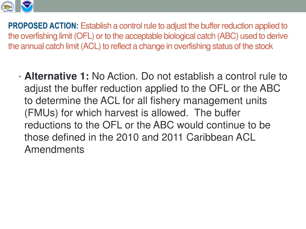 proposed action establish a control rule