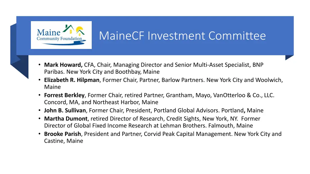 mainecf investment committee